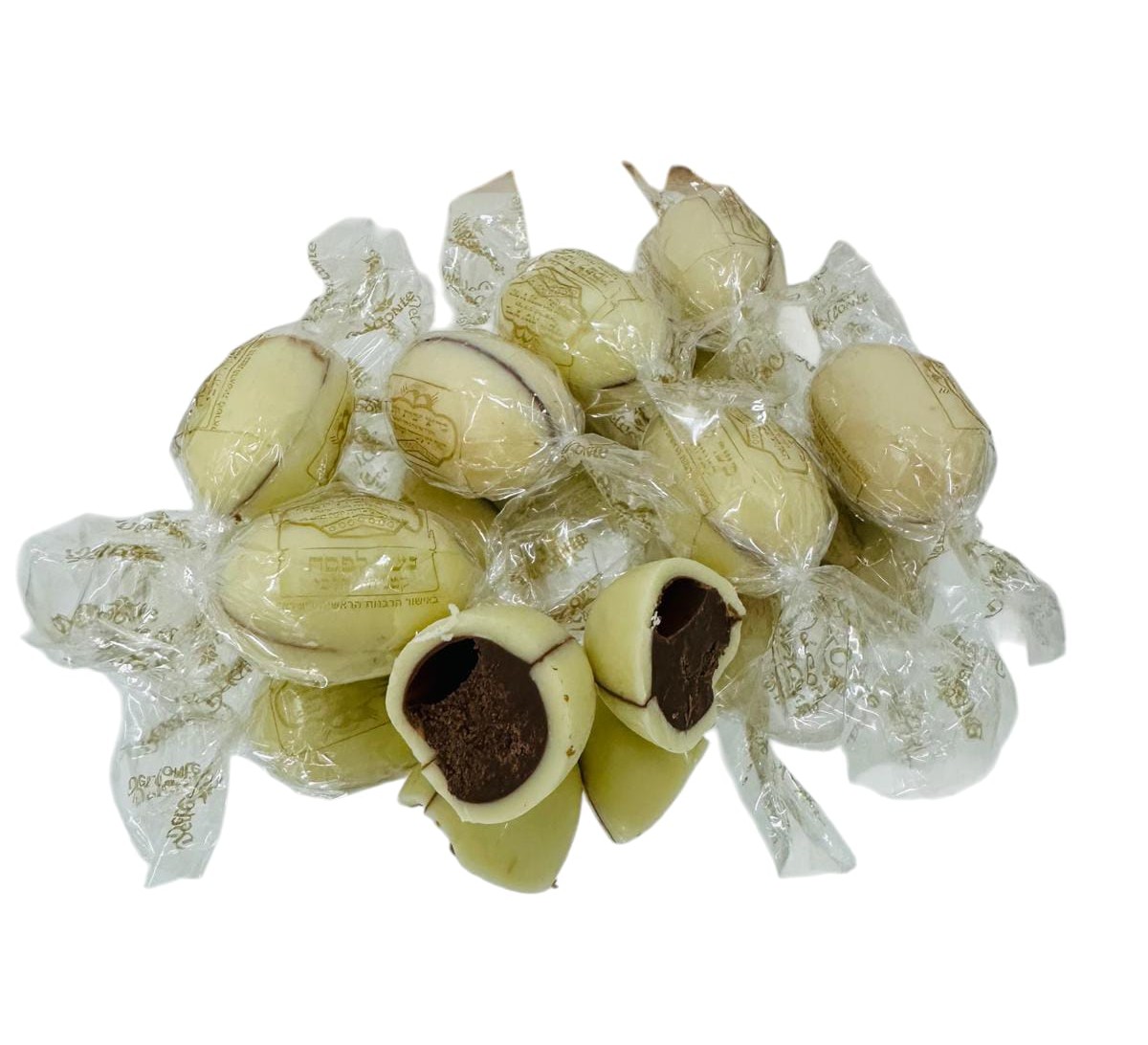 ביצת שוקולד לבן קרם קקאו ופיסטוק בד"צ 1ק"ג 1/6