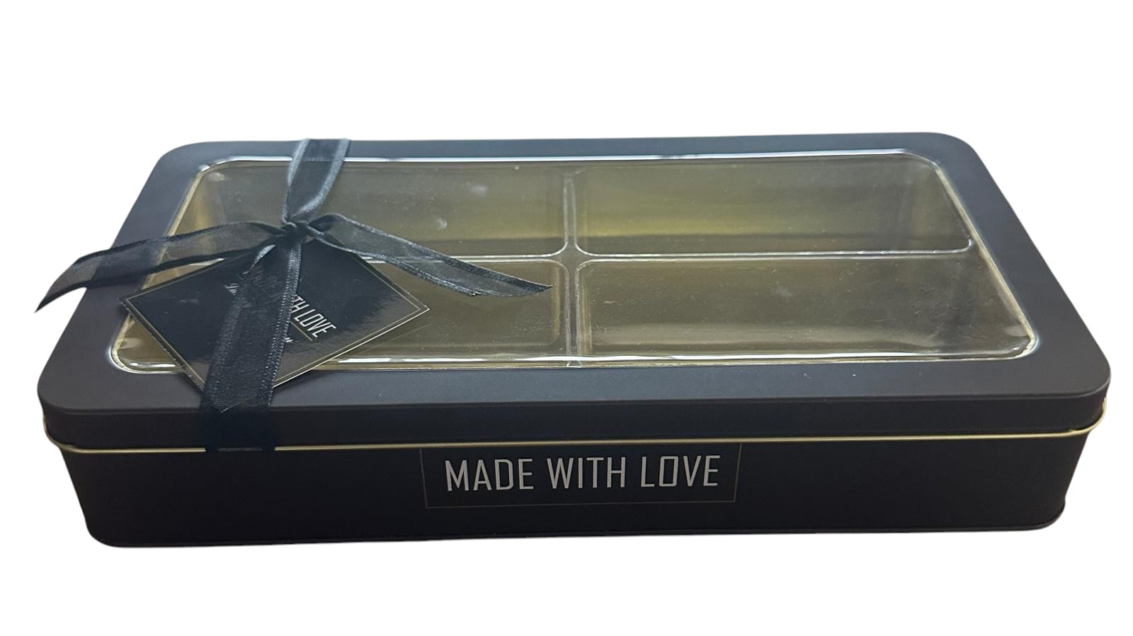 תיבת פח מהודרת עם סרט, חום 4 תאים 1/28