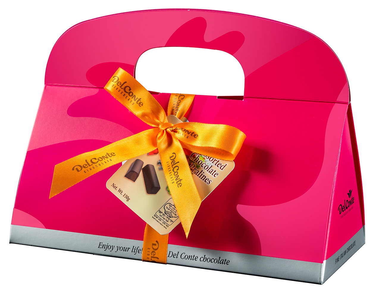 מארז תיק דלקונטה 150 גרם פוקסיה חלבי בד"צ 1/6