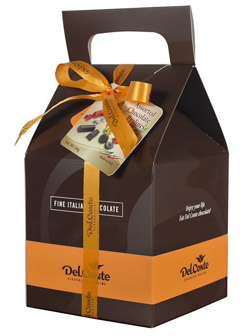 מארז מזוודה דלקונטה 240 גרם חום מיקס בד"צ 1/6