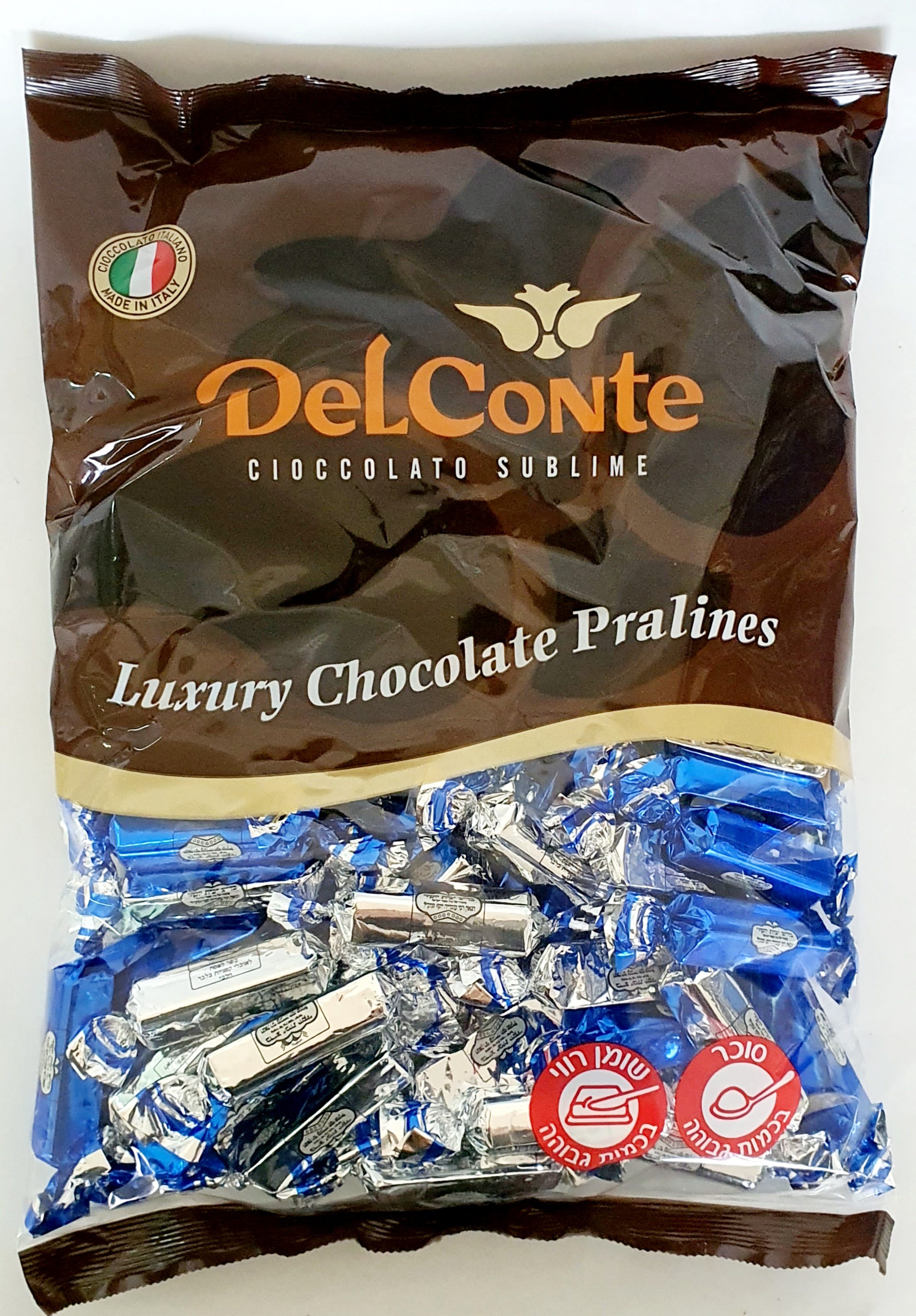 פרלין מלבן מיקס חלבי כחול, כסף בטעם אגוזים בד"צ ק"ג 1/6