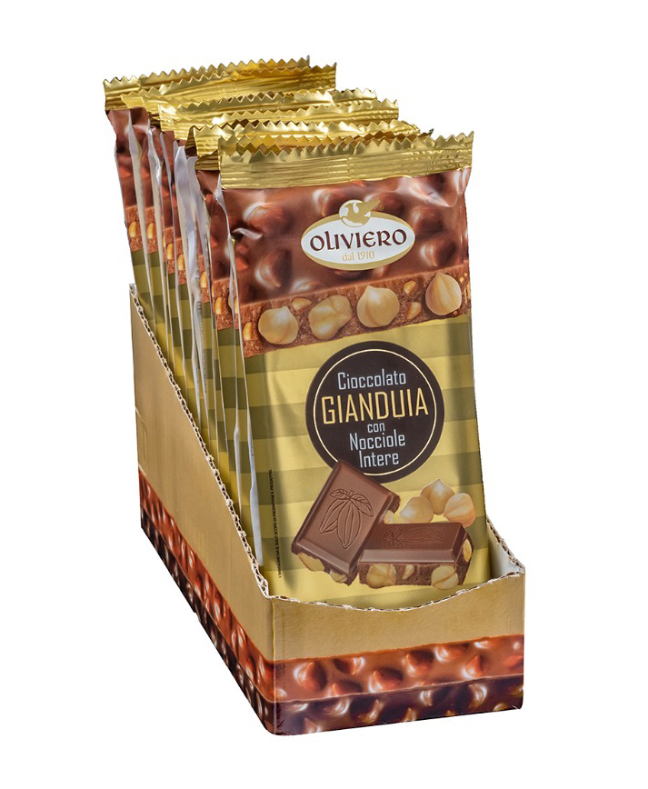 טבלת ג'אנדויה שוקולד חלב אגוזים שלמים 130 גרם 1/12