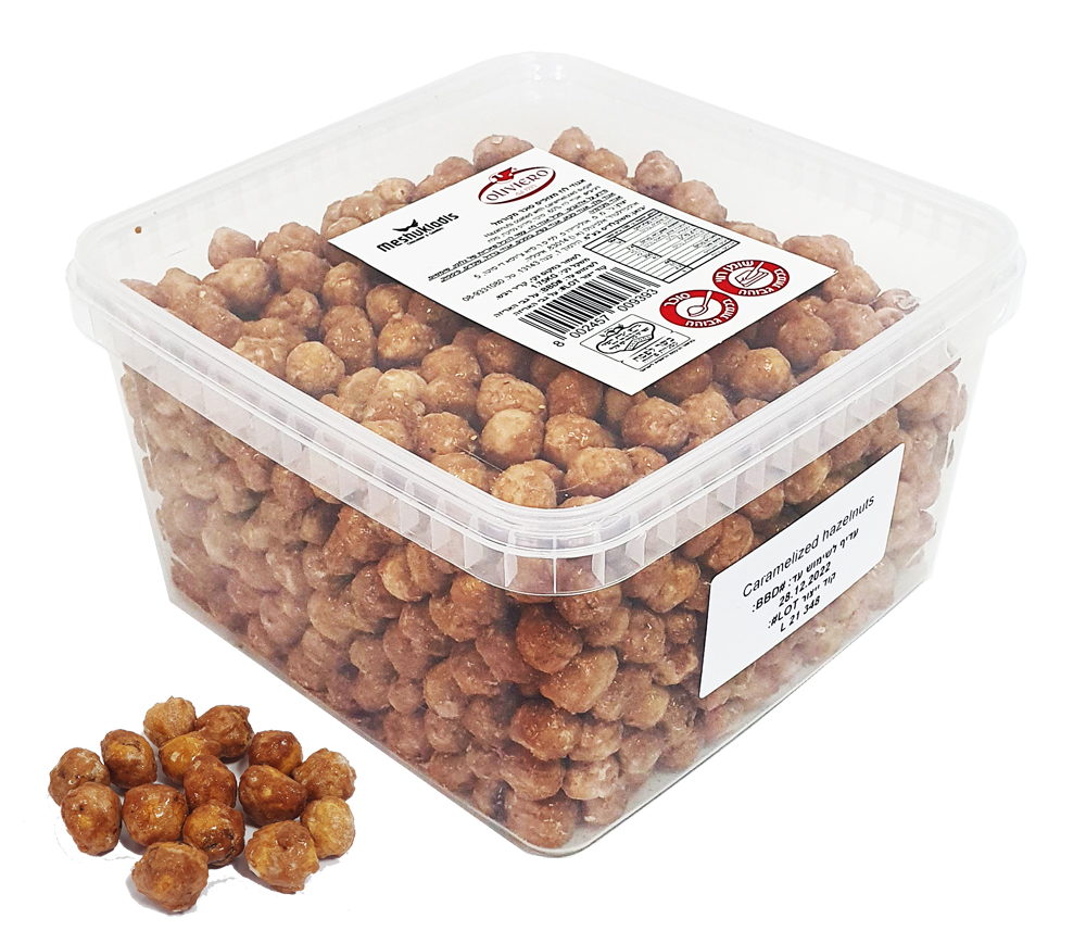 אגוזי לוז מקורמלים בד"צ 1.750 ק"ג 1/4