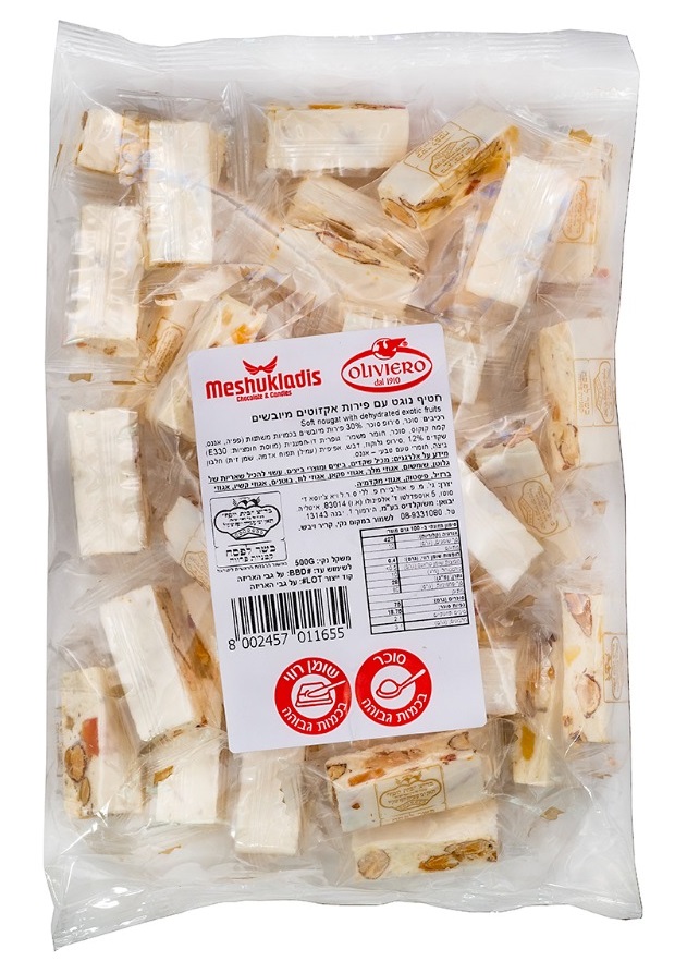 נוגט שקדים ופירות בד"צ 500 גרם 1/8