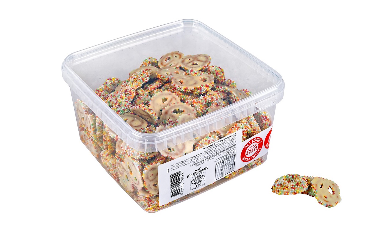 בייגלה שוקולד לבן במזרה צבעוני בד"צ 1 ק"ג 1/4 RICH