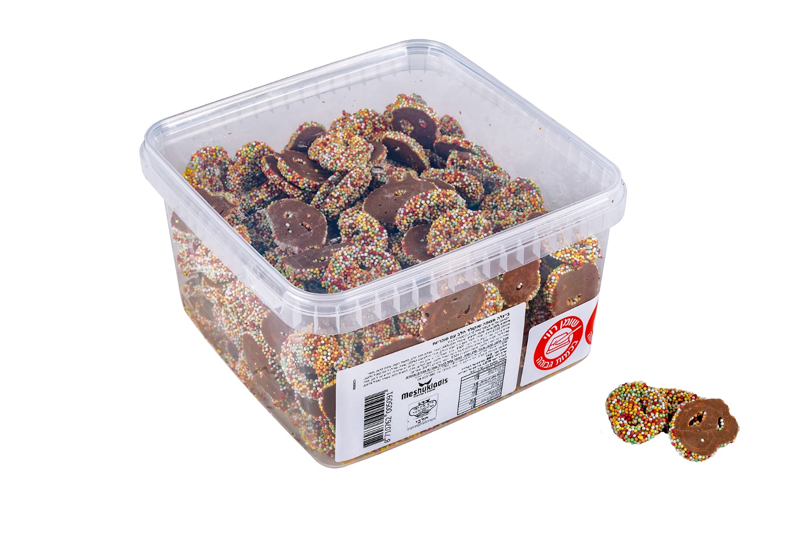 בייגלה שוקולד חלב במזרה צבעוני בד"צ 1 ק"ג 1/4 RICH