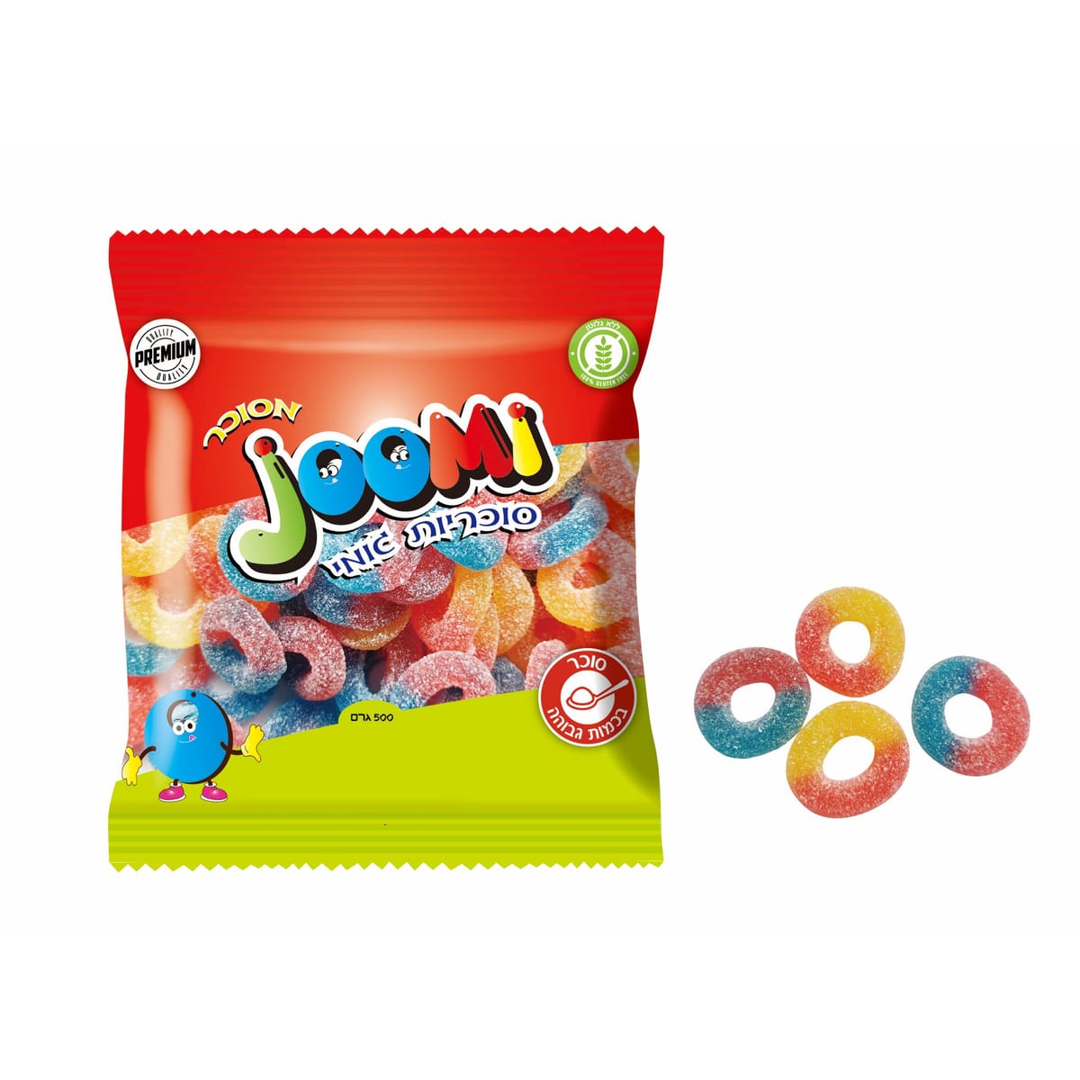 גו'מי טבעות מיקס מסוכר פרווה בד"צ 500 גרם 1/20