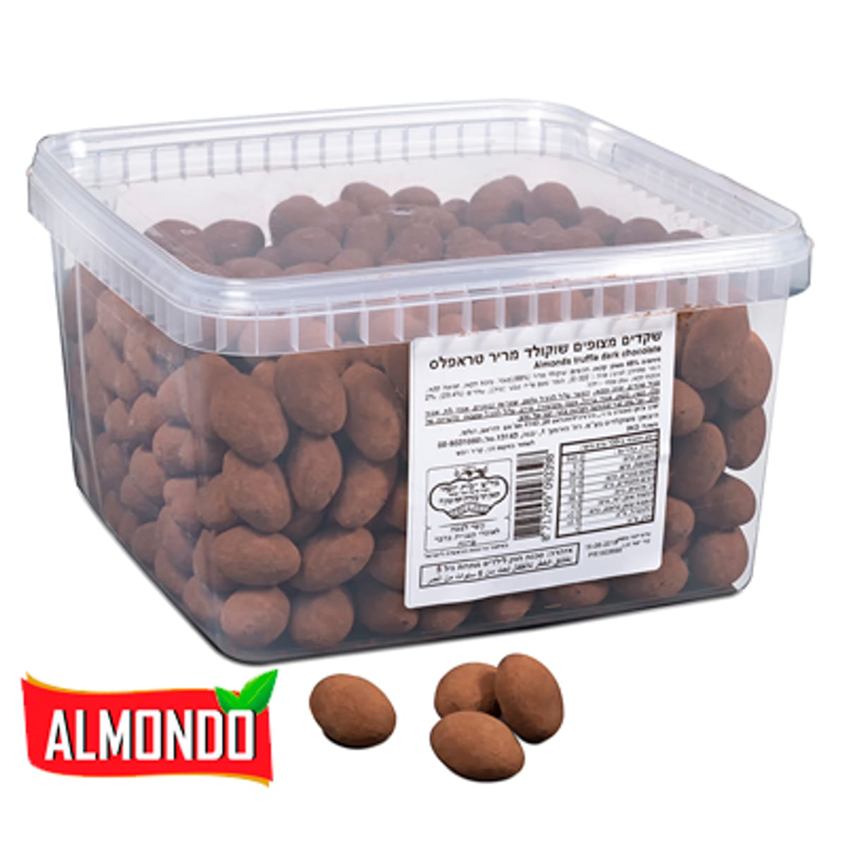 שקדים טראפלס מצופים בשוקולד מריר  2KG  1/4
